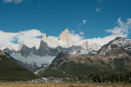 Das Panorama des Fitz Roy Massivs in Patagonien, Argentinien.